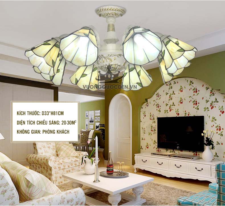 Đèn chùm trang trí cao cấp họa tiết chiếc lá YB209-4